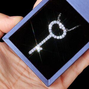 🎀 Key Hollow Heart CZ Dainty Micro Pave Beautiful Necklace for Women, EV…